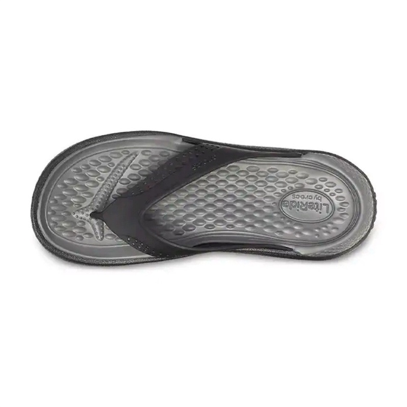 Crocs Literide Flip / Crocs Pria / Sandal Karet / Sandal Jepit / Original - Gray Black