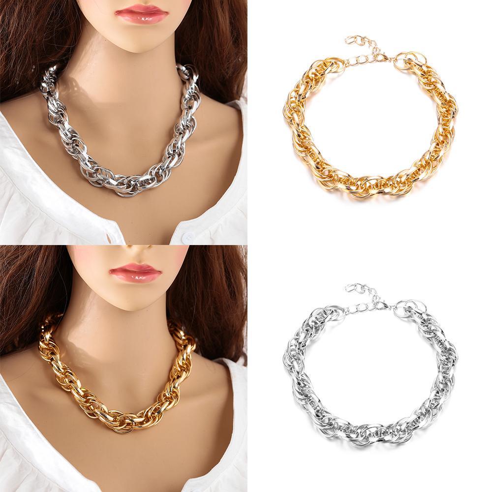 R-bunga Tebal Curb Rantai Perhiasan Berlebihan Batu Pernyataan Kuba Rantai Hip Hop Punk Choker