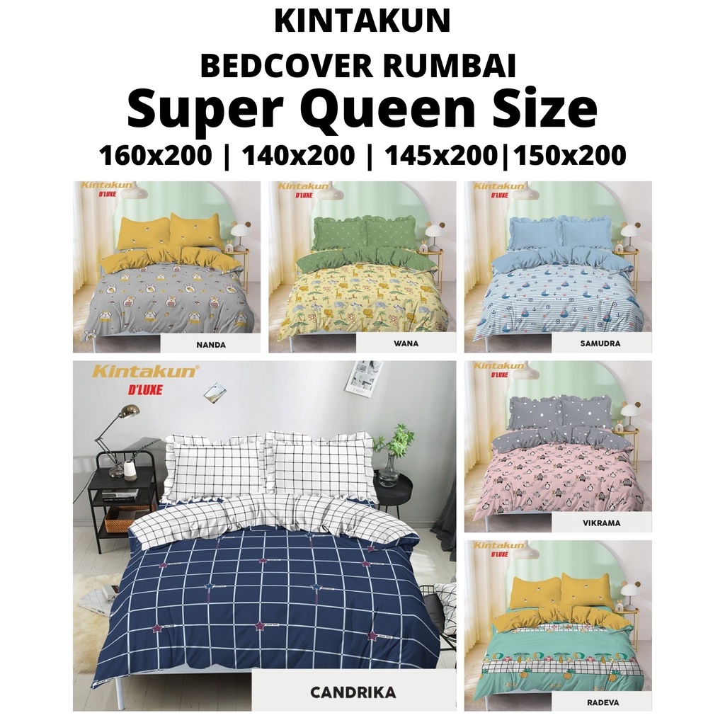 KINTAKUN QUEEN BEDCOVER Sprei Rumbai 160x200 / 140x200 / 145x200 / 150x200 NEW COLLECTION