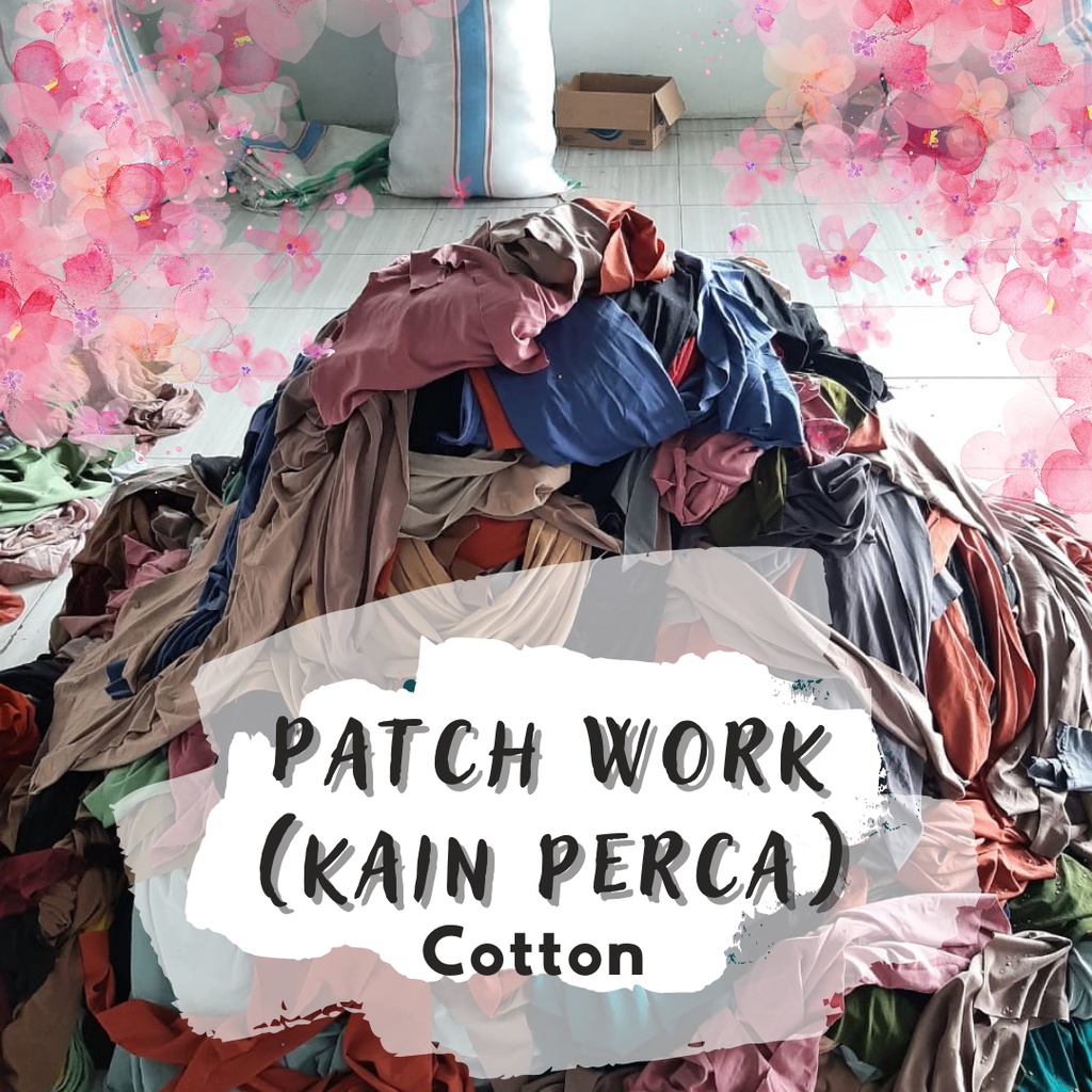 Promo kain Perca Patchwork cotton Polos dan Motif (sisa garment kaos) Kiloan