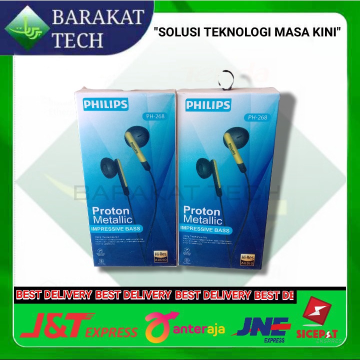 HANDSFREE HEADSET HF EARPHONE PHILIPS PH268 PROTON METALIC