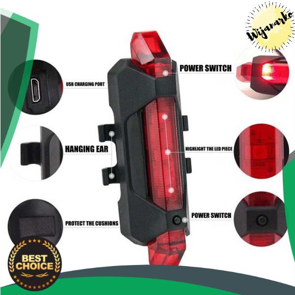 Defensor Lampu Sepeda 5 LED Taillight Rechargeable - 410-28