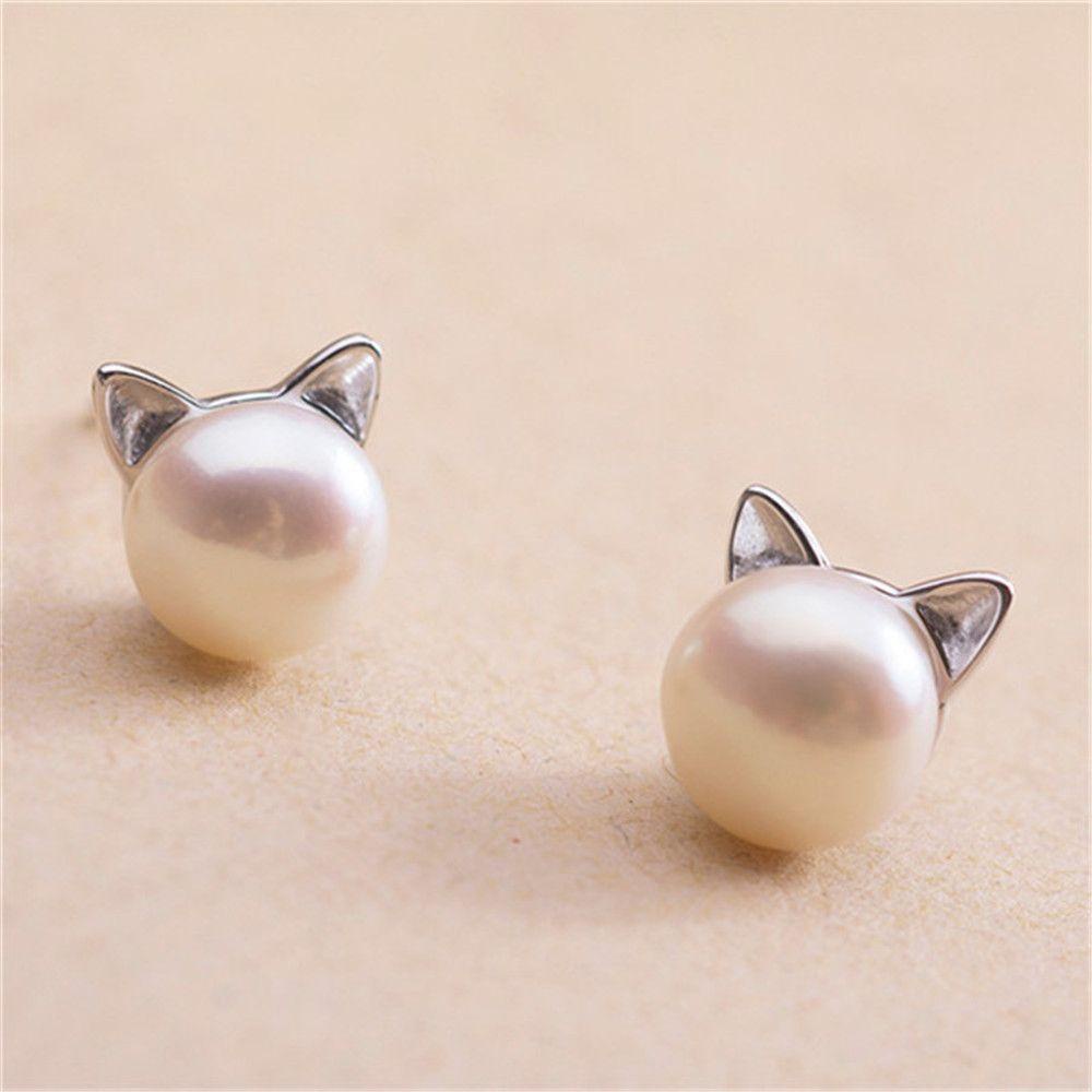 R-flower Pearl Stud Earrings Hadiah Gadis Baru Perhiasan Wanita Lucu