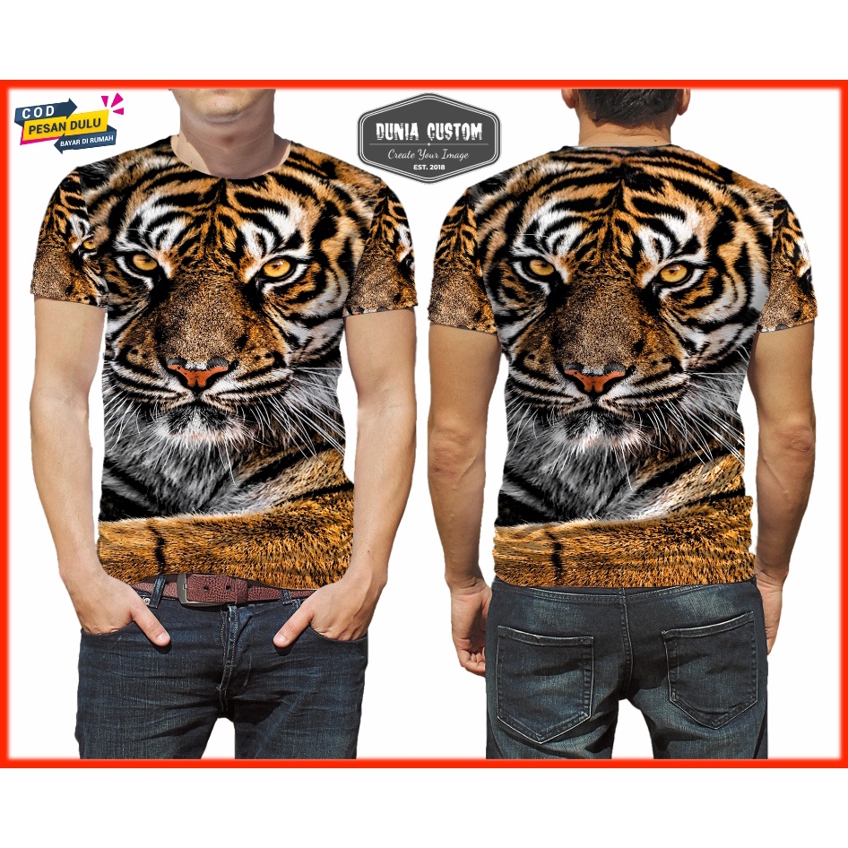 Kaos Motif Harimau Putih / Kaos Pria Harimau Sumatera / Baju Harimau MAUNG / Pakaian Pria Harimau Su