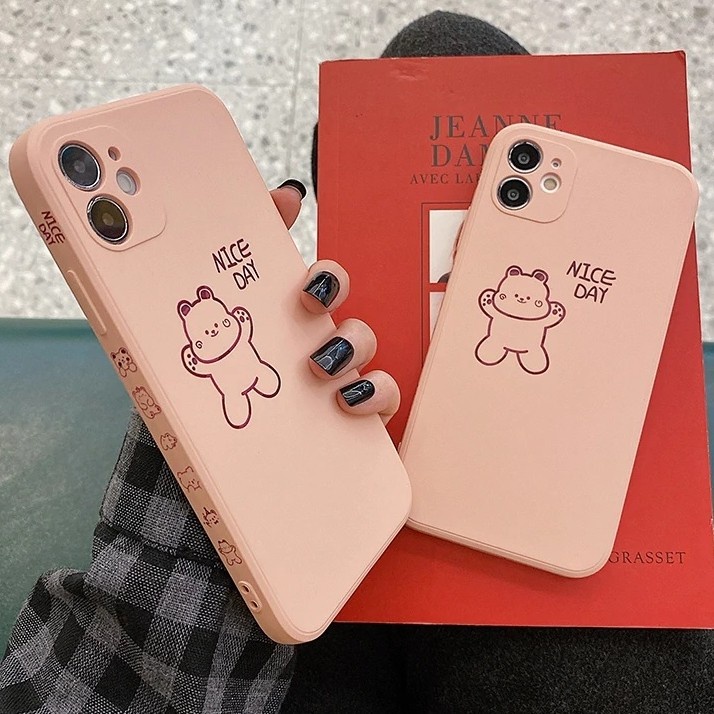 CASE OPPO A15/A15S, A54, RENO 4, RENO 4F, RENO 5, RENO 5F - "nice day" bear pink soft case cover cas
