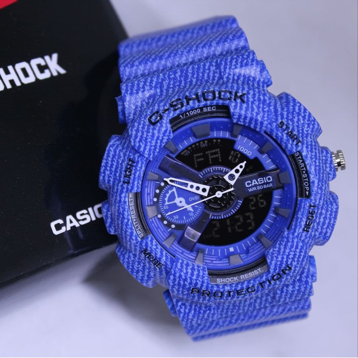 JAM TANGAN PRIA / COWOK G-SHOCK GS GA 110 DENIM BIRU