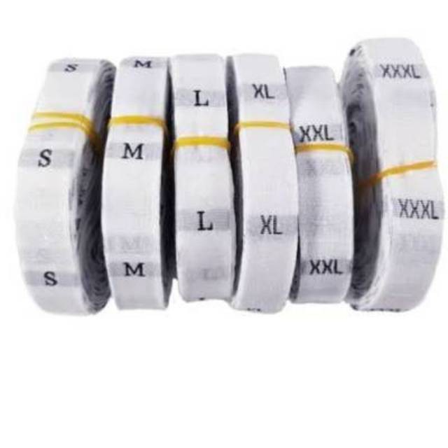 LABEL SIZE BAJU SABLON PUTIH - Label Ukuran Pakaian ISI 300 PCS
