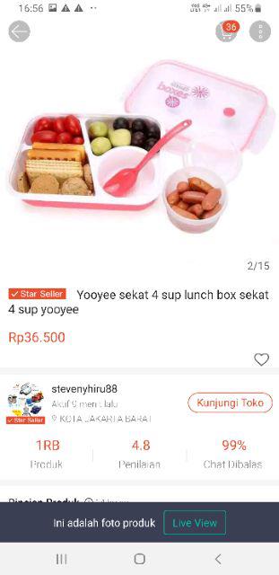 Yooyee Sekat 4 Sup Lunch Box Sekat 4 Sup Yooyee 415 + 5 Pcs Sponge Spon S1