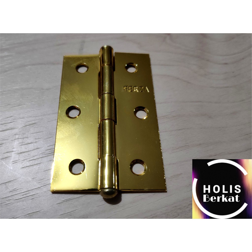 Engsel Tipis Kuningan 2.5&quot; GP Gold Plate merk Ferza Per Pasang