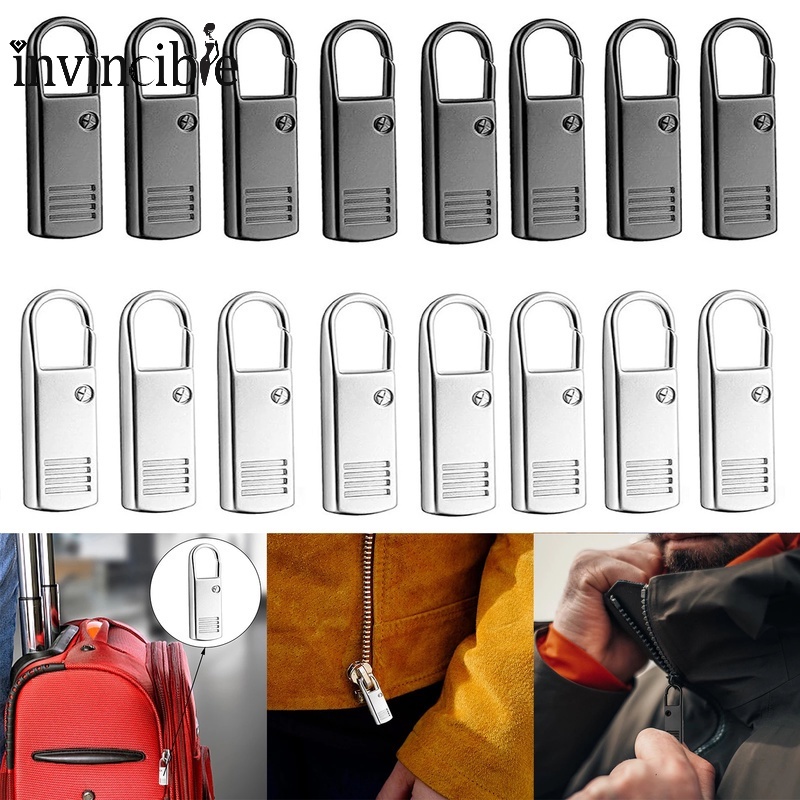 2pcs Kepala Resleting Snap Pengganti Universal Bahan Metal Untuk Perbaikan Tas Koper Travel