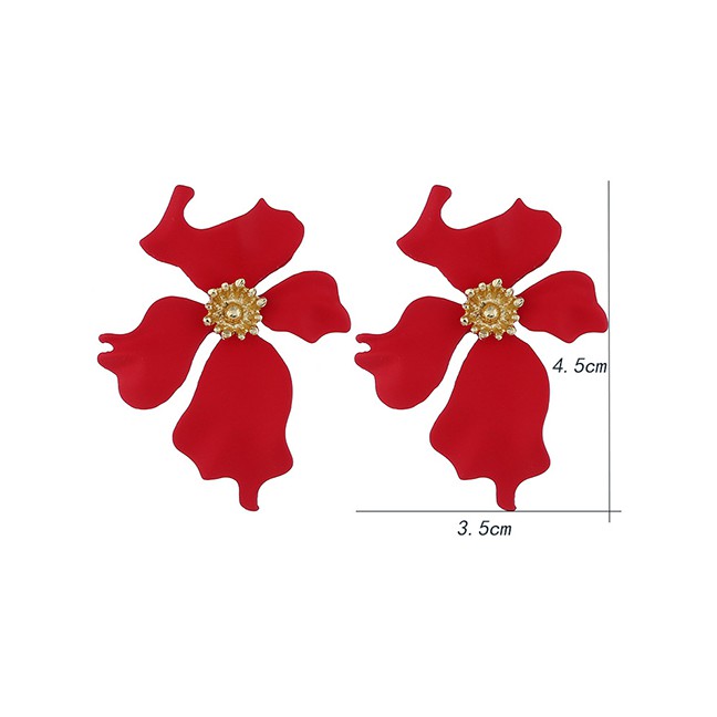 LRC Anting Tusuk Fashion Yellow Alloy Irregular Flower Earrings F6718X