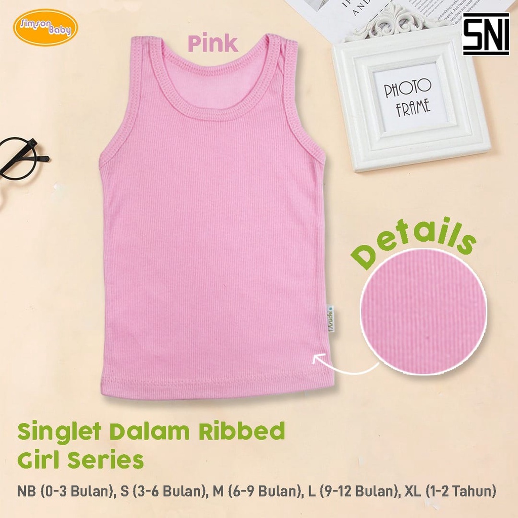 Simson Baby Singlet Rib Warna 1pcs Boy &amp; Girl