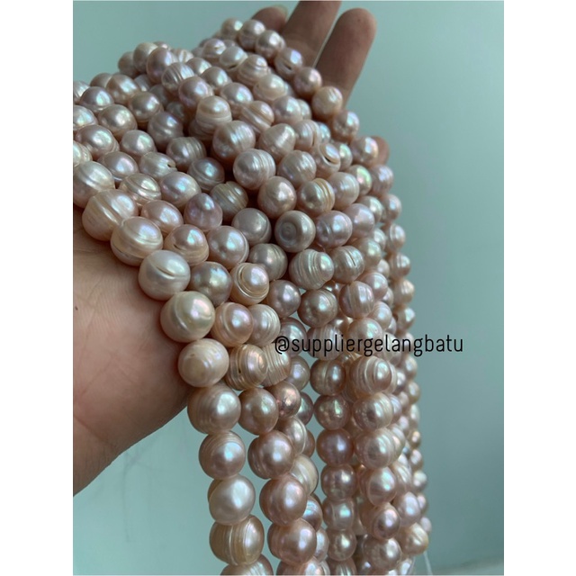 Bahan Mutiara Air Tawar Barok / Baroque LAVENDER 10 x 16mm Bulat pearl