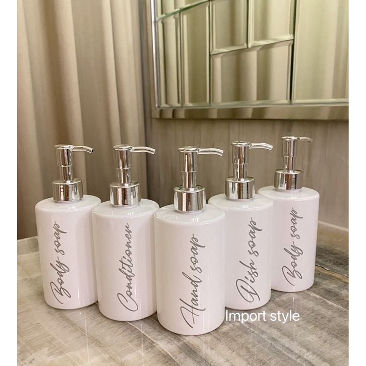 botol PUTIH EXCLUSIVE 250ml silver . aesthetic bottle minimalist refill organizer tempat sabun cair pump estetik