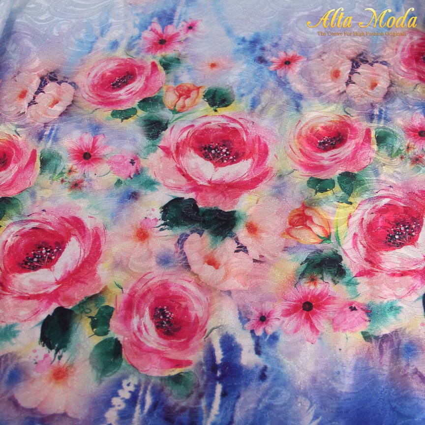 

Alta Moda Sateen Jacquard Painting Floral Pink In Blue (1M)