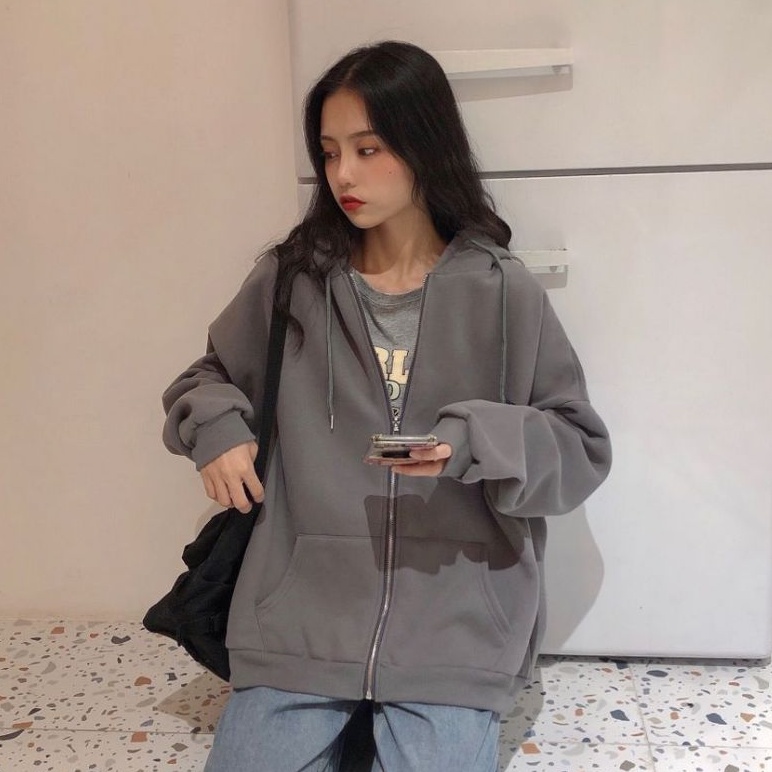 Sweater Hoodie Zipper Wanita Oversize Size L.XL.2XL | Hoodie Zipper Size Jumbo Oversize Korean Style | Jacket Polos Jumbo Oversize