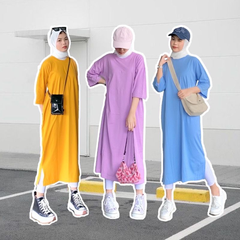 Tq88indonesia Fashion Tunik Kaos Wanita Kekinian / Morfy Oversize Slit / Baju santaI Wanita / Tunik Polos / Tunik Belah Samping / Baju Muslim Wanita Terbaru