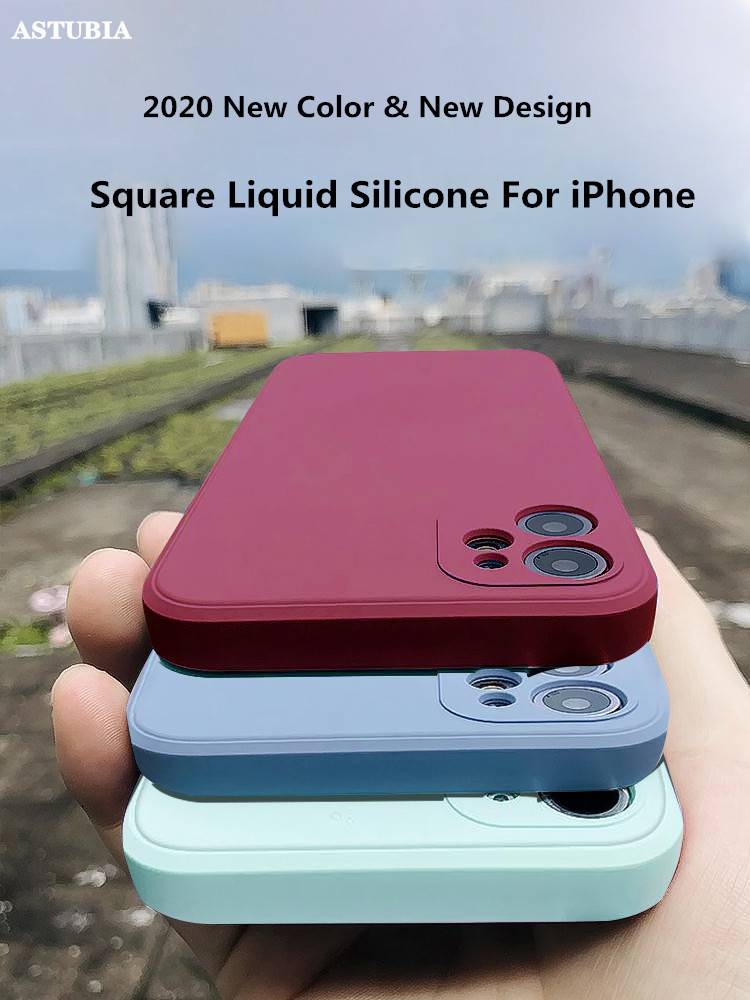 Case Pelindung Penuh Bahan Silikon Cair Untuk Iphone 11 12 Pro Max Mini Xs Max Xr X 7 8 Plus Se2