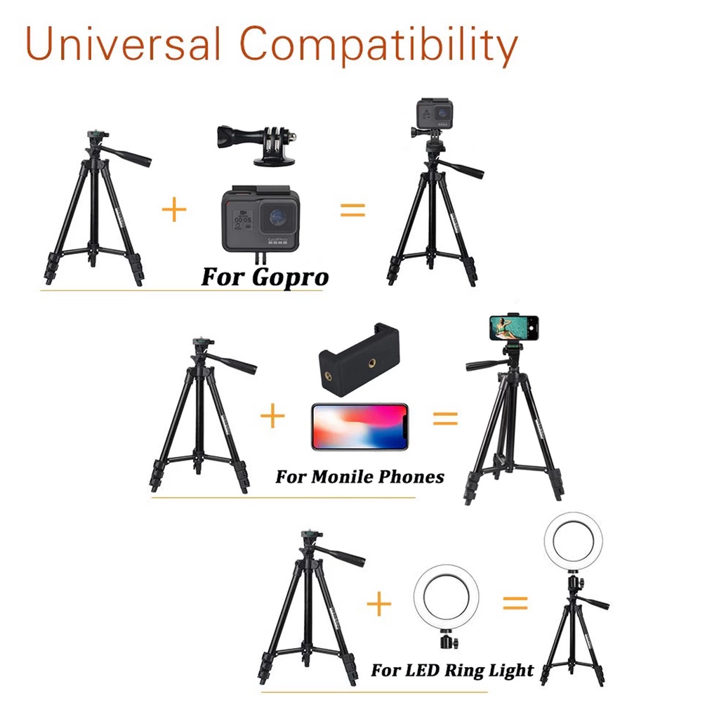 OneSOS TF-3120 Tripod/125cm Multifungsi dan Carry Bag untuk Kamera DSLR Mirrorless Free Holder U Hp