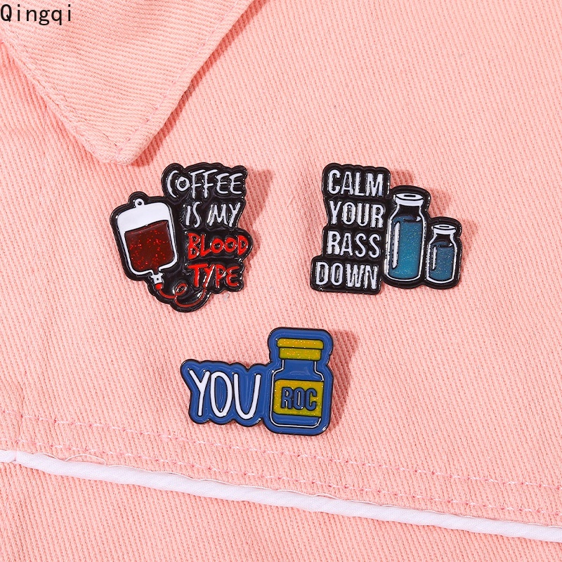 Bros Pin Enamel Desain Kartun Botol Kopi Tulisan Quotes Untuk Aksesoris