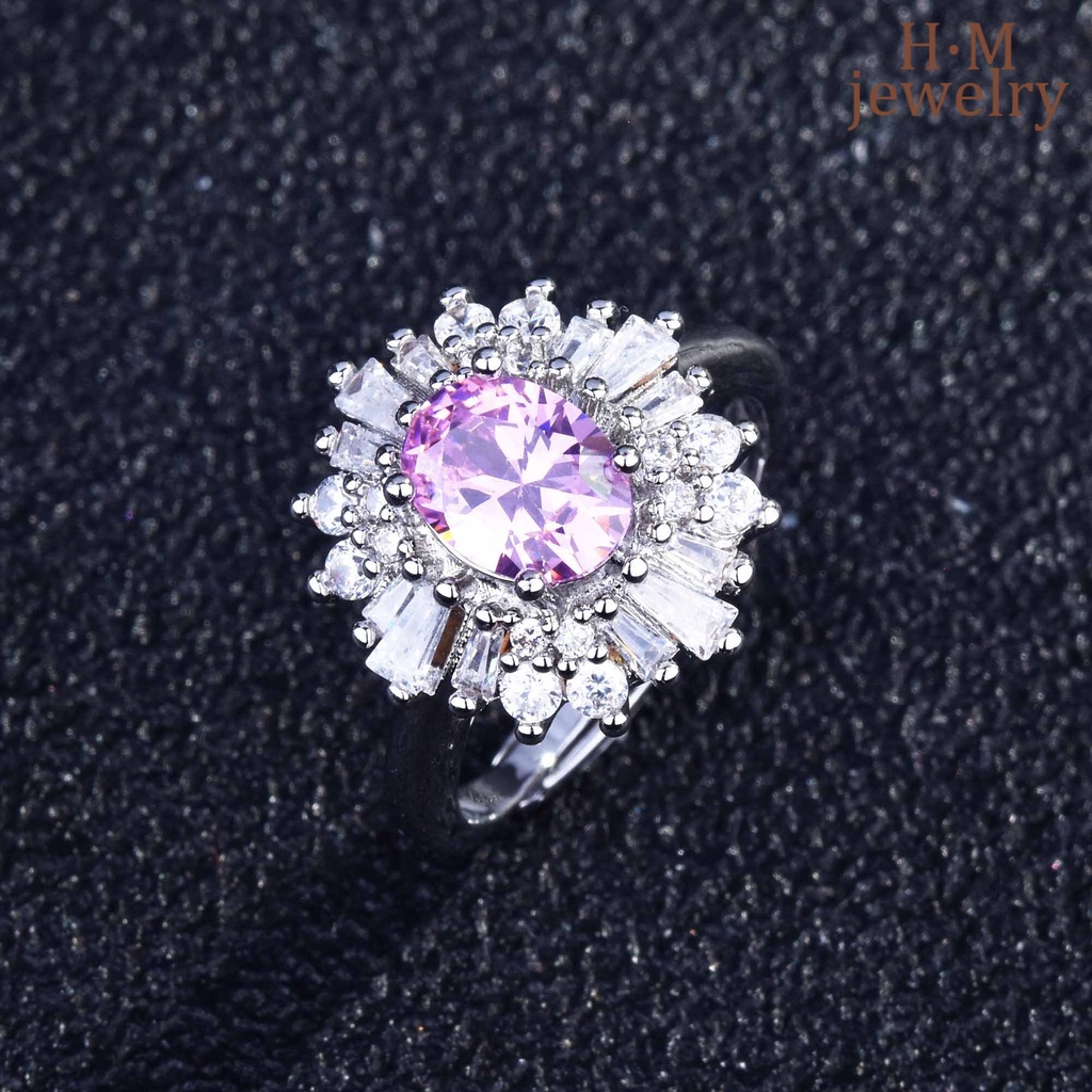 Cincin Berlian Sapphire Argyle Pink Bahan S925 Silver Untuk Pertunangan