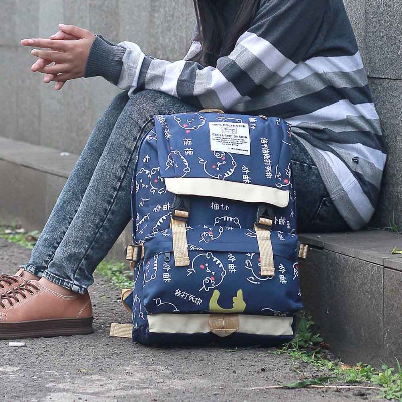 Tas Backpack Wanita Ransel Punggung Sekolah Anak Cewek Korean Style Bahan Premium