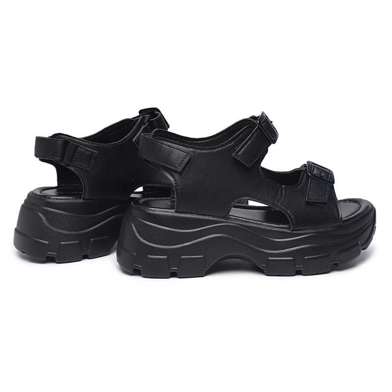 [GROSIR][COD] SEVEN_DAY SANDAL WEDGES WANITA KOREA IMPORT CASUAL SHOES HITAM SVN-307