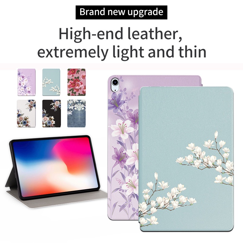 [Ready Stock] Untuk iPad Air4 3 2 1 2020 2019 iPad Pro 10.5 iPad 9.7 2018 2017 Fashion Tablet Case Pelindung Mekar Bunga Cantik Flip Stand Cover