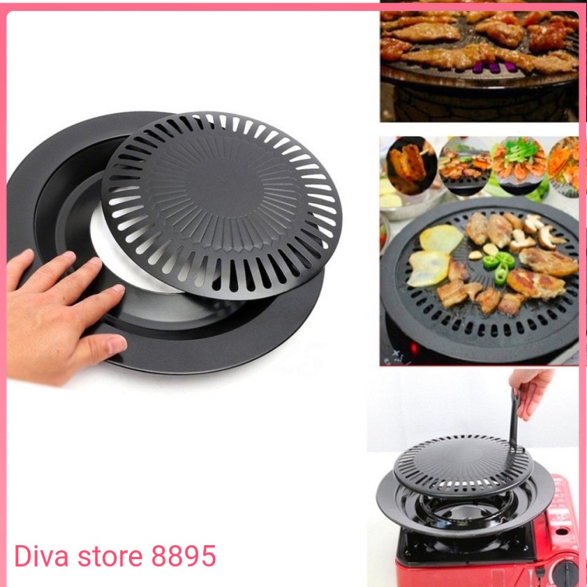 Wajan Panggangan Ultra Grill Alat Bakar BBQ Daging Sosis 32cm Hitam