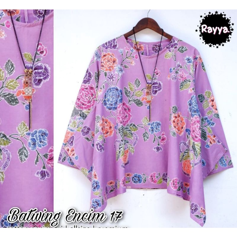 Blus naomi encim batwing bunga batik solo atasan kerja