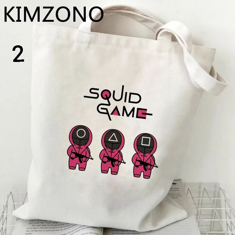 Tas Belanja Game Cumi-cumi Korea Kapasitas Besar Tas Hip Hop Antik Kartun Harajuku Tas Kanvas Tas Bahu Wanita Lucu