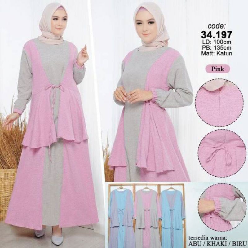 DRESS KATUN WANITA DEWASA/KOMBINASI WARNA