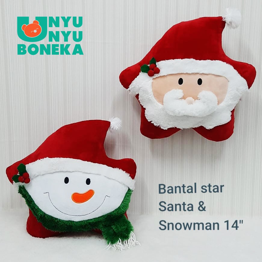 Bantal boneka santa Salju Snowman natal uk.30cm merry christmas kursi