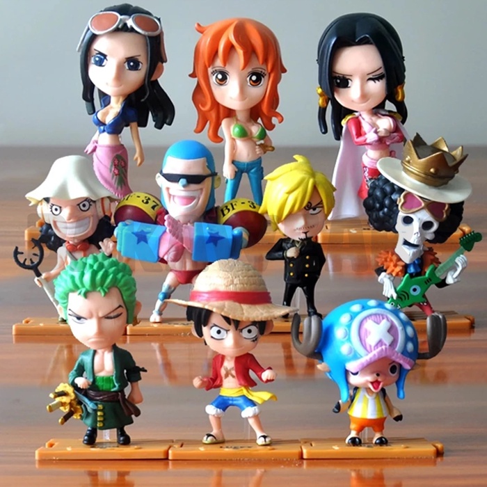 Action Figure One Piece: Cute Kawaii Version - Luffy, Zoro, Nami, Usop, Sanji, Chopper, Robin, Franky, Brook, Hancock