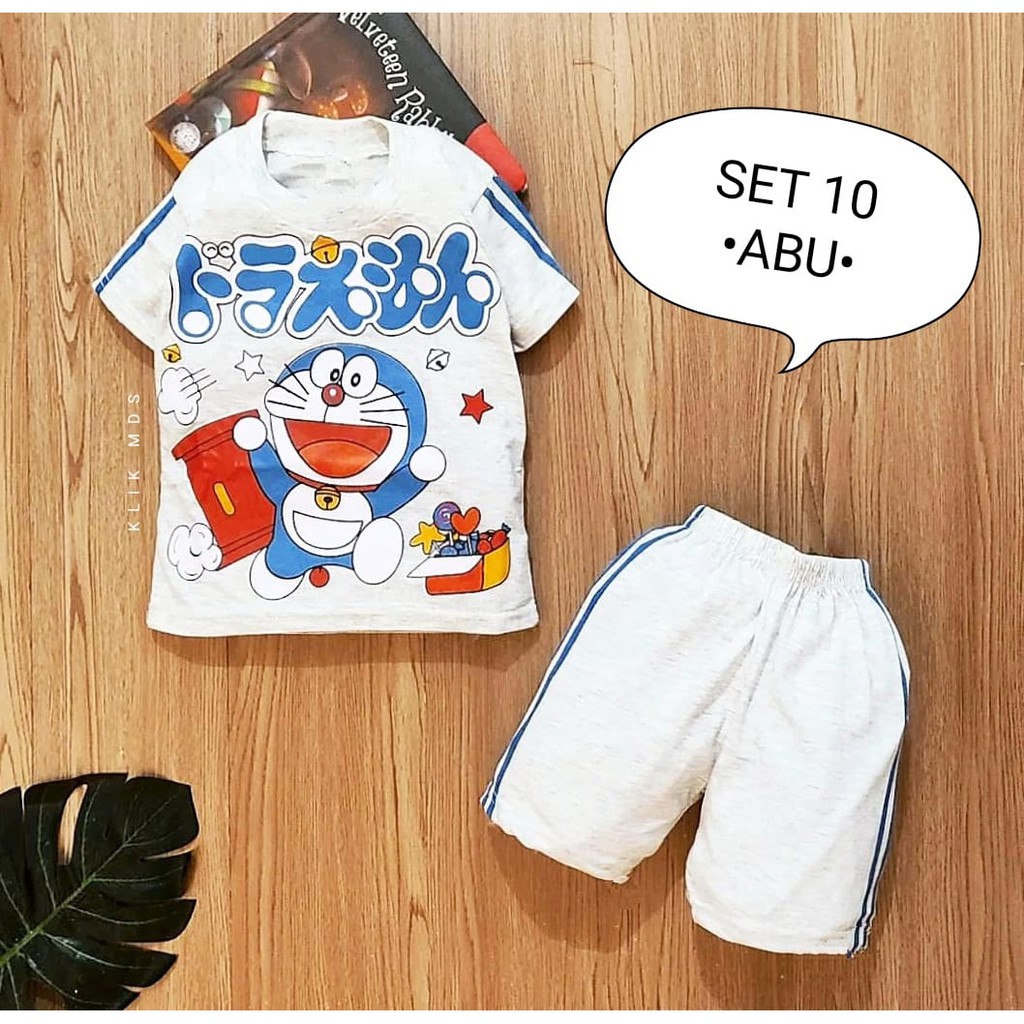 Klik Mds Setelan Baju Anak Laki-laki Atasan Dan Celana Motif Karakter Kucing Set 10 Usia 1- 3 Tahun