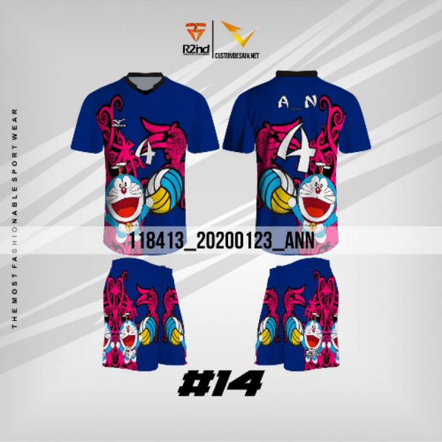 Jersey voli printing Doraemon terbaru