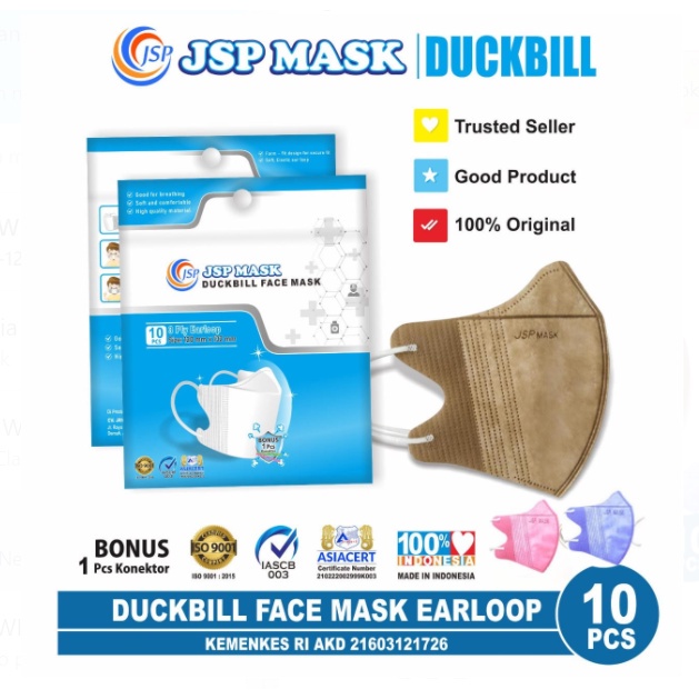 MASKER DUCKBILL JSP SACHET 3 PLY ISI 10 PCS / DUCKBILL WARNA