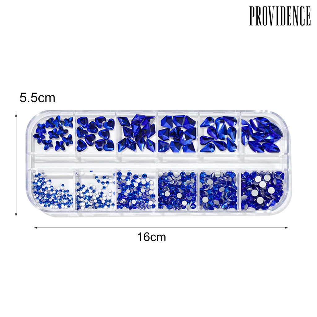Providence 12Grids/Box Nail Art Rhinestone Flat Back Non-Drop Lightweight Mixed Colorful AB Nail Art Glitter Decorations for Manicure