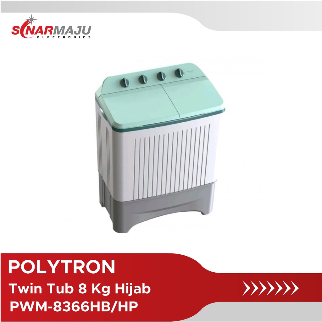 Mesin Cuci 2 Tabung Polytron 8 Kg Twin Tub PWM-8366HB/HP