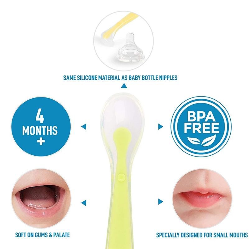 Sendok Makan Bayi Baby Safety Spoon Silikon Sensor Panas Lentur Feeding Aman