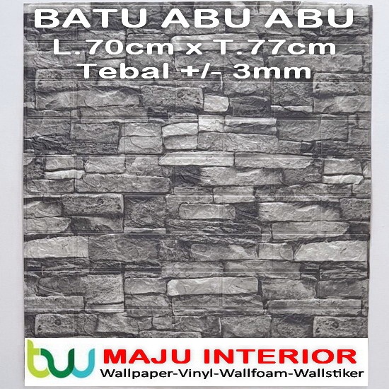 Wallpaper Dinding 3D Foam 70 x 70 cm Motif Batik Stiker-Batu Abu 3mm