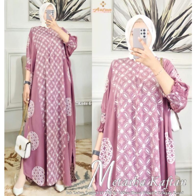 Aktsara Batik - Kaftan Wanita Kaftan Dress Modern Hijab Kaftan Cap Jumbo XXXXL Motif Metasha Olala M