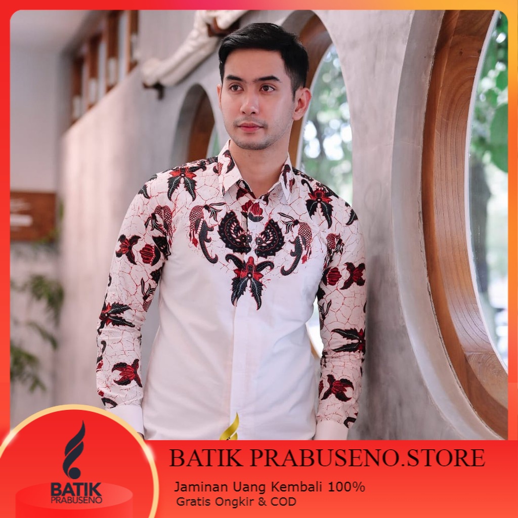 Rajata Kemeja Kerja Kantor Batik Pria Lengan Panjang Branded Slimfit Original Prabuseno Atasan Cowok
