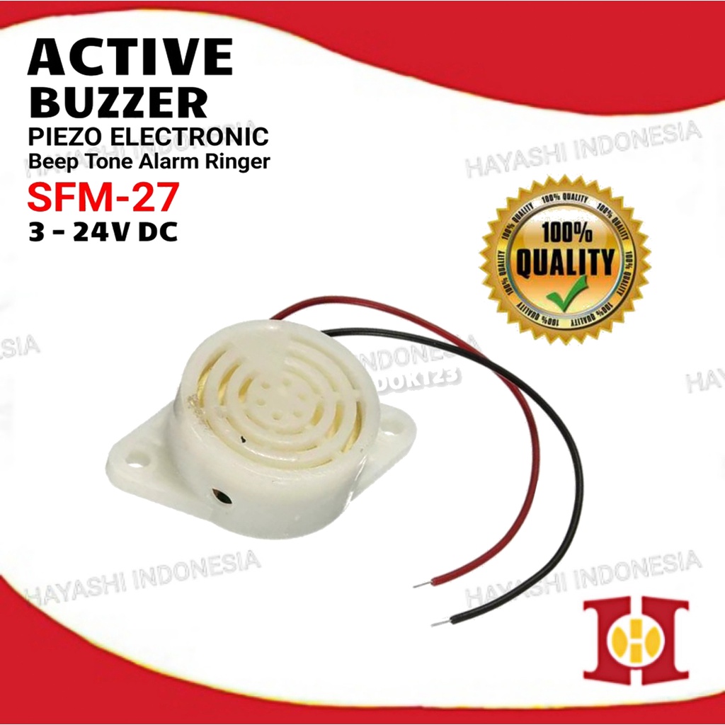 Continuous Alarm DC 3-24V Piezo Active Buzzer SFM27 Speaker 5V 9V 12V - 2pcs