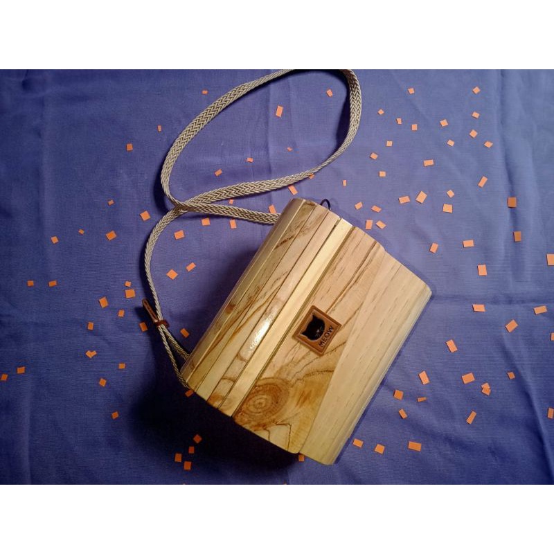 MEOW tas kayu unik dan lucu