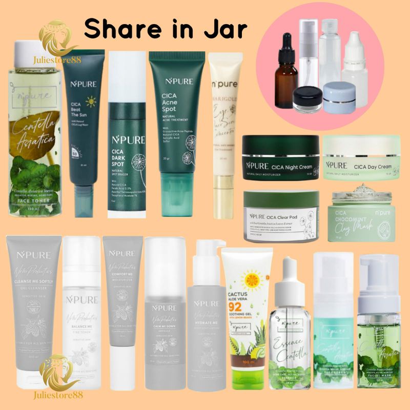 (Share in Jar) NPURE Centella Face Toner Cica Day Cream Night Cream Acne Spot Cica Dark Spot Noni Probiotics Beat The Sun Clear Pad Essence Chocomint Clay Mask Serum