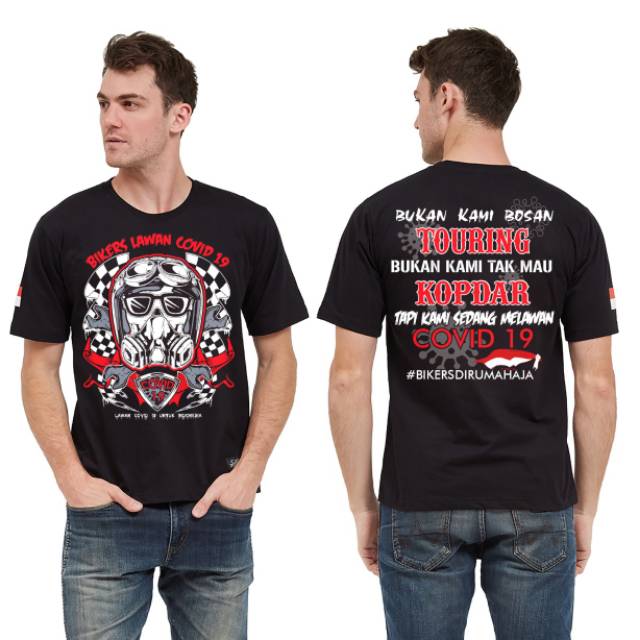 Kaos Bikers Covid19/Kaos Covid19/Kaos lawan Covid19/Baju touring Covid19/Kaos distro kata kata Covid