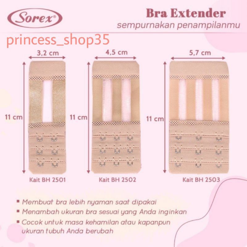 Sambungan Tali BH Sorex / Penyambung Kait Bh/ Bra Extension/Kait Dua dan Kait Tiga original