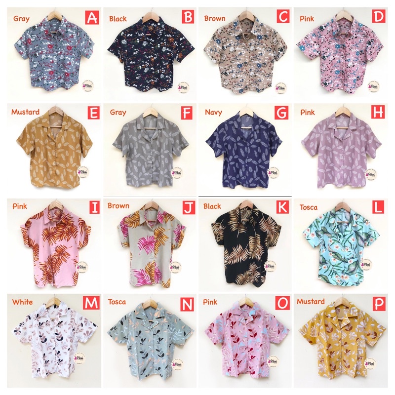 Kemeja lengan pendek motif bunga / kemeja hawaii murah / kemeja summer lucu / kemeja katun cewe 2336