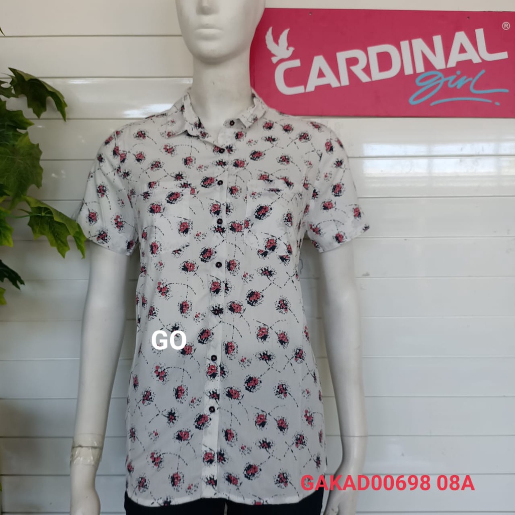 BB CARDINAL GIRL CD KEMEJA Pakaian Wanita Atasan Kemeja Casual Motif Polos Lengan Pendek Original